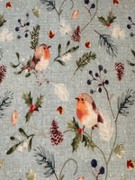 Christmas feathered Foliage Berry Perch on Cotton " Susan Wheeler"