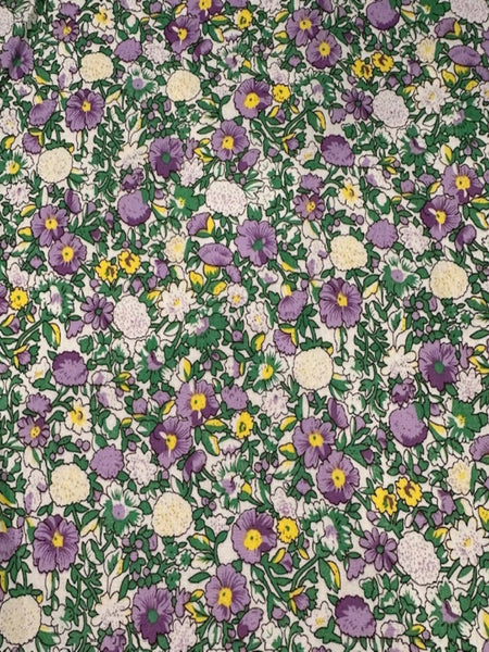 Lilac/Green with Yellow Highlight Cotton Lawn Print