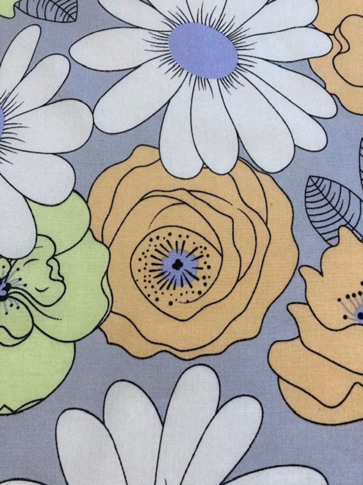 Lime/Coral Flower on Grey Viscose