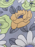Lime/Coral Flower on Grey Viscose