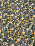 Yellow Wildflowers on Dusty Blue Cotton Lawn