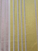 Pale Lilac &amp; Lime Stripe with Lurex Detail. Stripes Run Along the Fabric