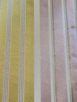 Pale Lilac &amp; Lime Stripe with Lurex Detail. Stripes Run Along the Fabric