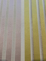 Pale Lilac &amp; Lime Stripe with Lurex Detail. Stripes Run Along the Fabric