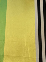 Lemon/Lime/Black Stripes Satin Faced. Stripes run along the Fabric