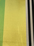 Lemon/Lime/Black Stripes Satin Faced. Stripes run along the Fabric