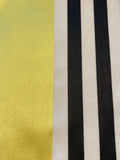 Lemon/Lime/Black Stripes Satin Faced. Stripes run along the Fabric