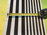 Lemon/Lime/Black Stripes Satin Faced. Stripes run along the Fabric