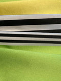 Lemon/Lime/Black Stripes Satin Faced. Stripes run along the Fabric