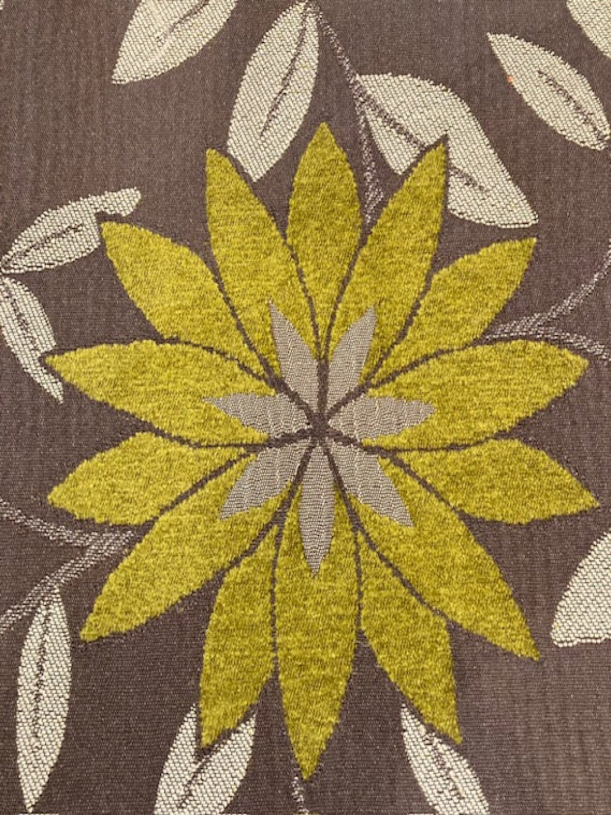 Olive Green Flower & Leaf Heavy Jacquard on Mink. Reversible