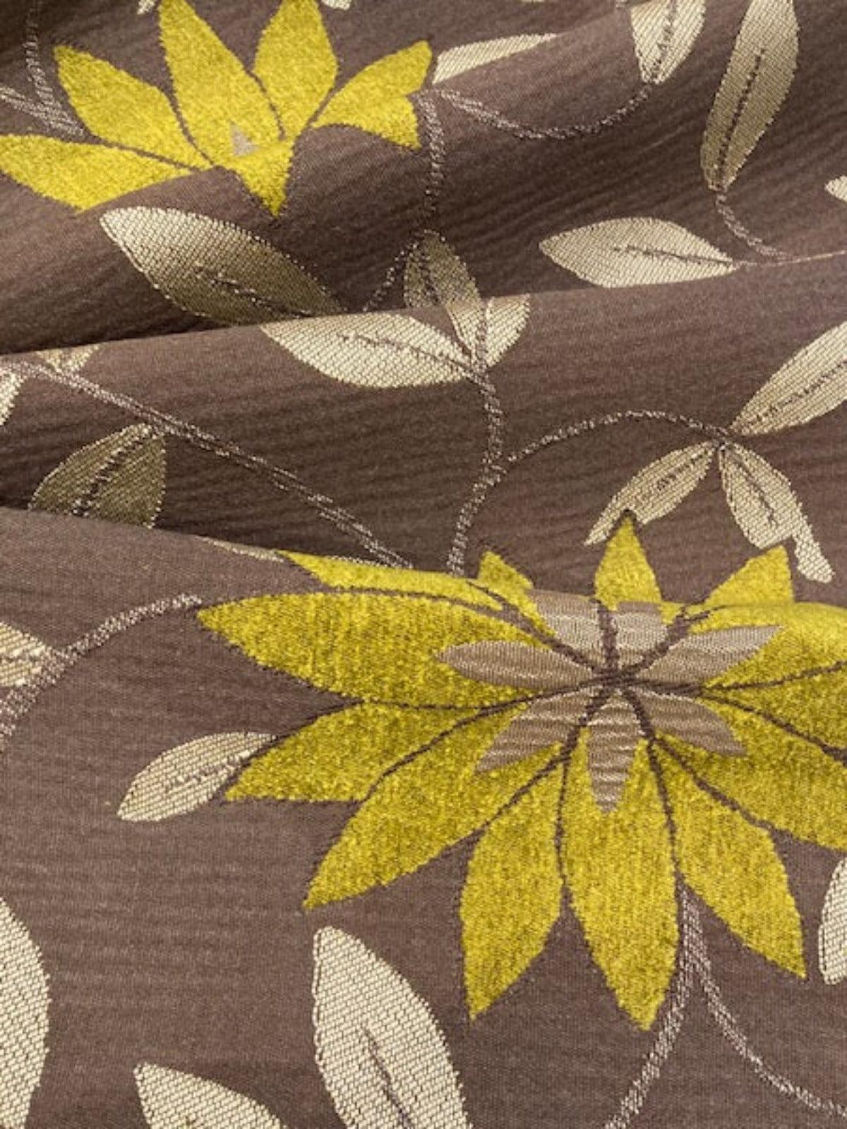 Olive Green Flower & Leaf Heavy Jacquard on Mink. Reversible