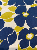 Navy/Lime Block Flowers on Cotton Lawn