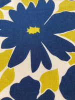 Navy/Lime Block Flowers on Cotton Lawn