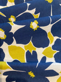 Navy/Lime Block Flowers on Cotton Lawn