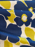 Navy/Lime Block Flowers on Cotton Lawn