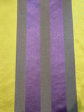 Lime/Purple/Lilac Satin Silk Mix Stripe. Stripes Run Along the Fabric