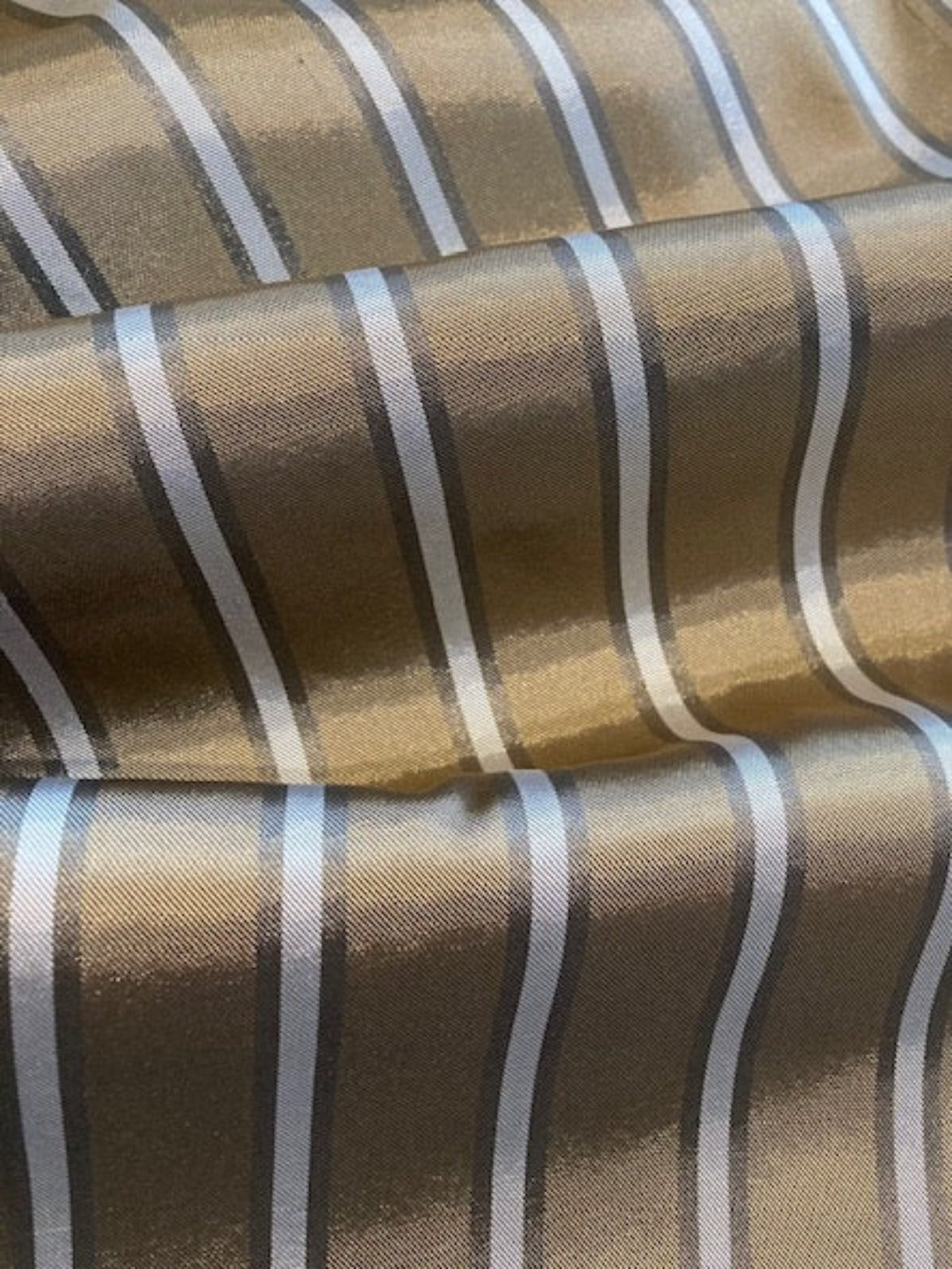 Antique gold Woven Lining Stripe. Stripes Running Across the Fabric