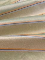 Lime /Orange Stripe on Silk Taffeta. Stripes Run Along the fabric