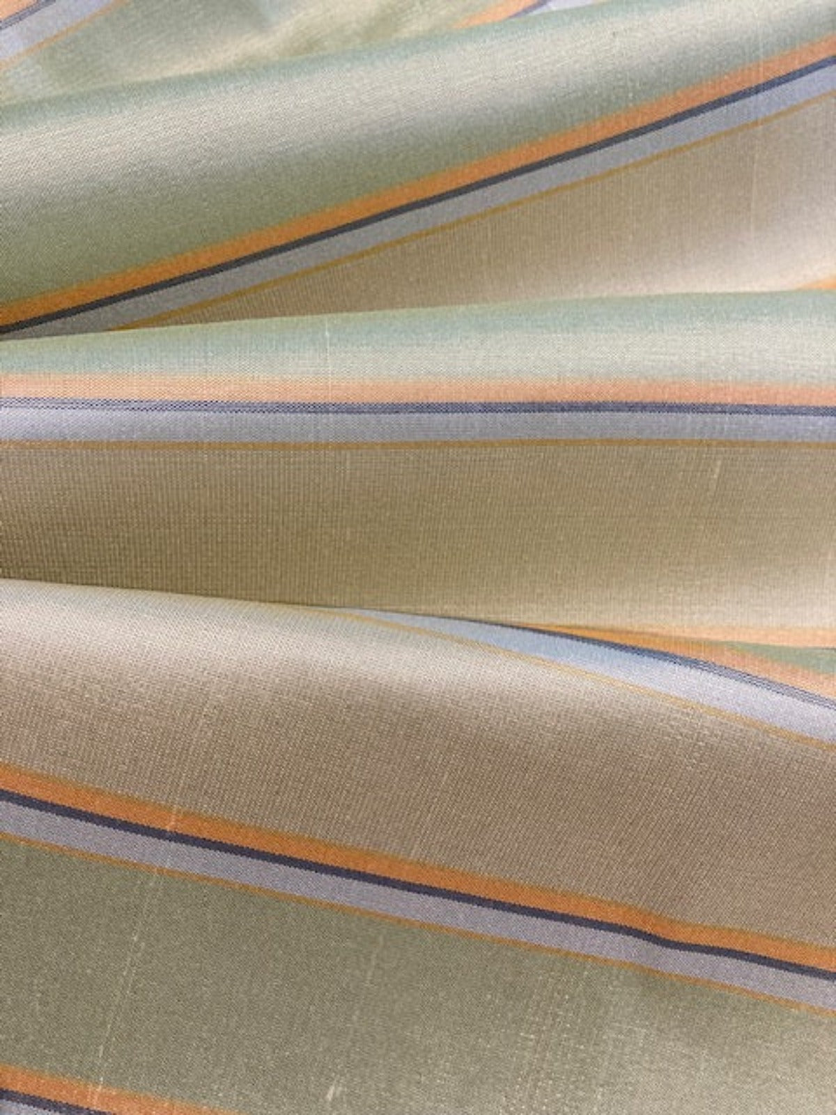 Lime /Orange Stripe on Silk Taffeta. Stripes Run Along the fabric