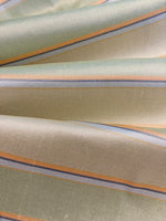 Lime /Orange Stripe on Silk Taffeta. Stripes Run Along the fabric