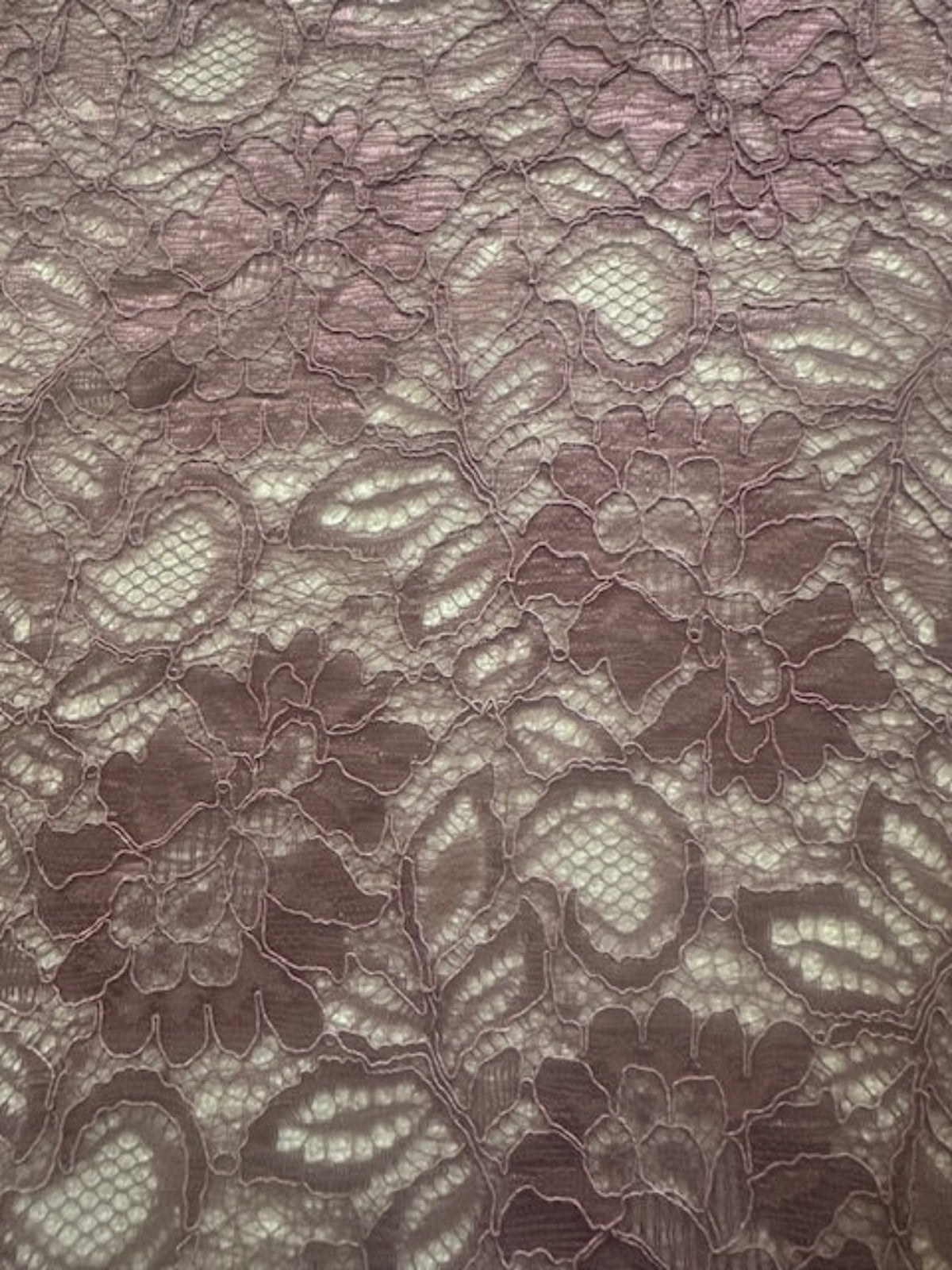 Deep Mauve Corded Lace with Scalloped Edge