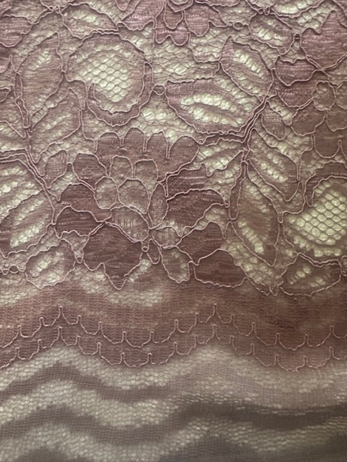 Deep Mauve Corded Lace with Scalloped Edge