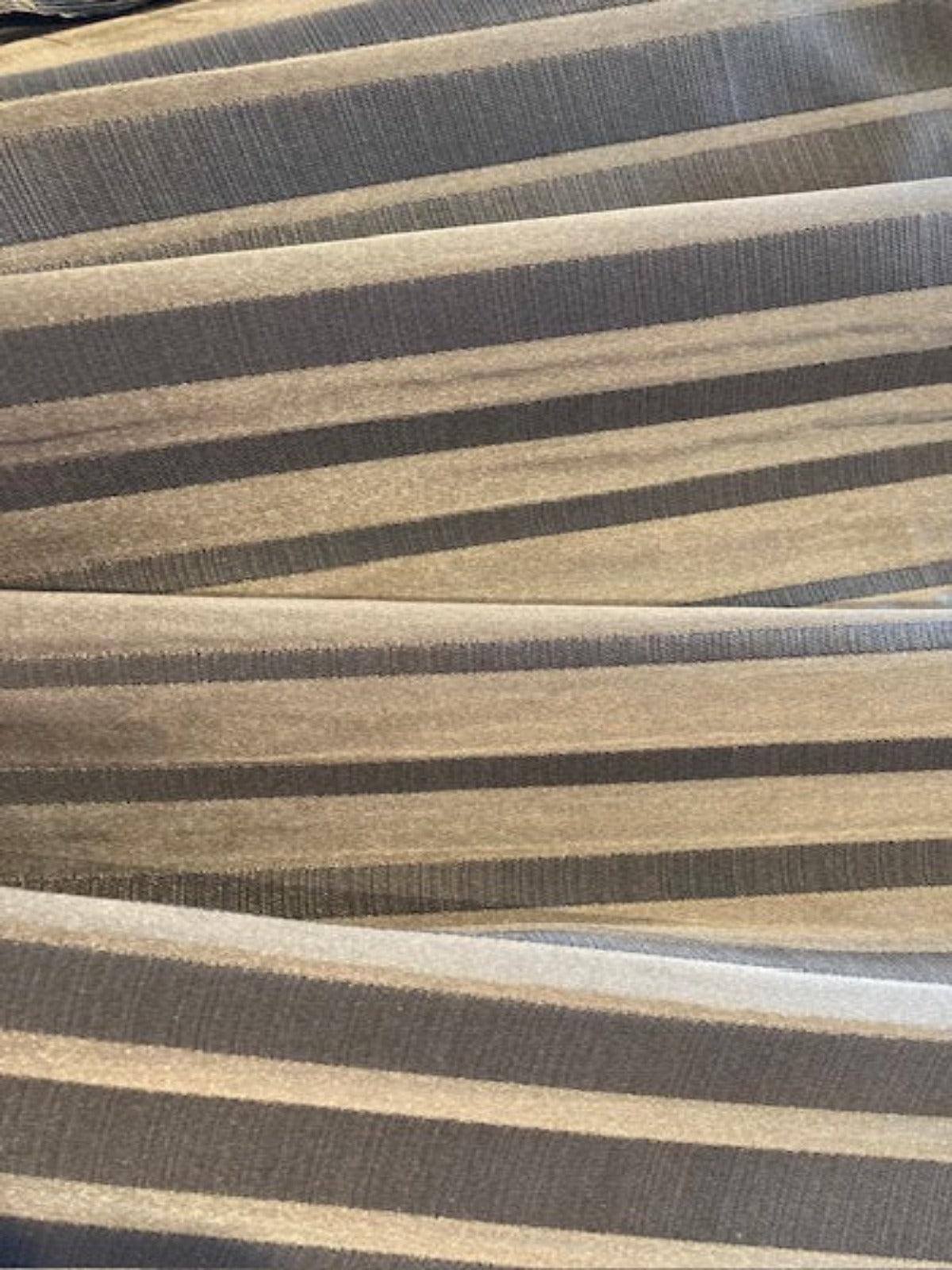 Deep Mink Irregular Stripe by " Salko".  Stripes Run along the Fabric, Crisp Handle.