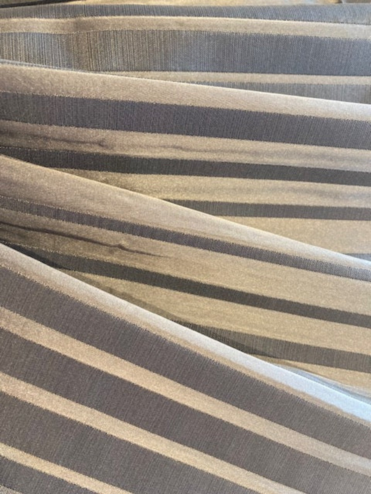 Deep Mink Irregular Stripe by " Salko".  Stripes Run along the Fabric, Crisp Handle.