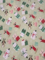 Christmas Cats & Dogs on Mint Poly/Cotton