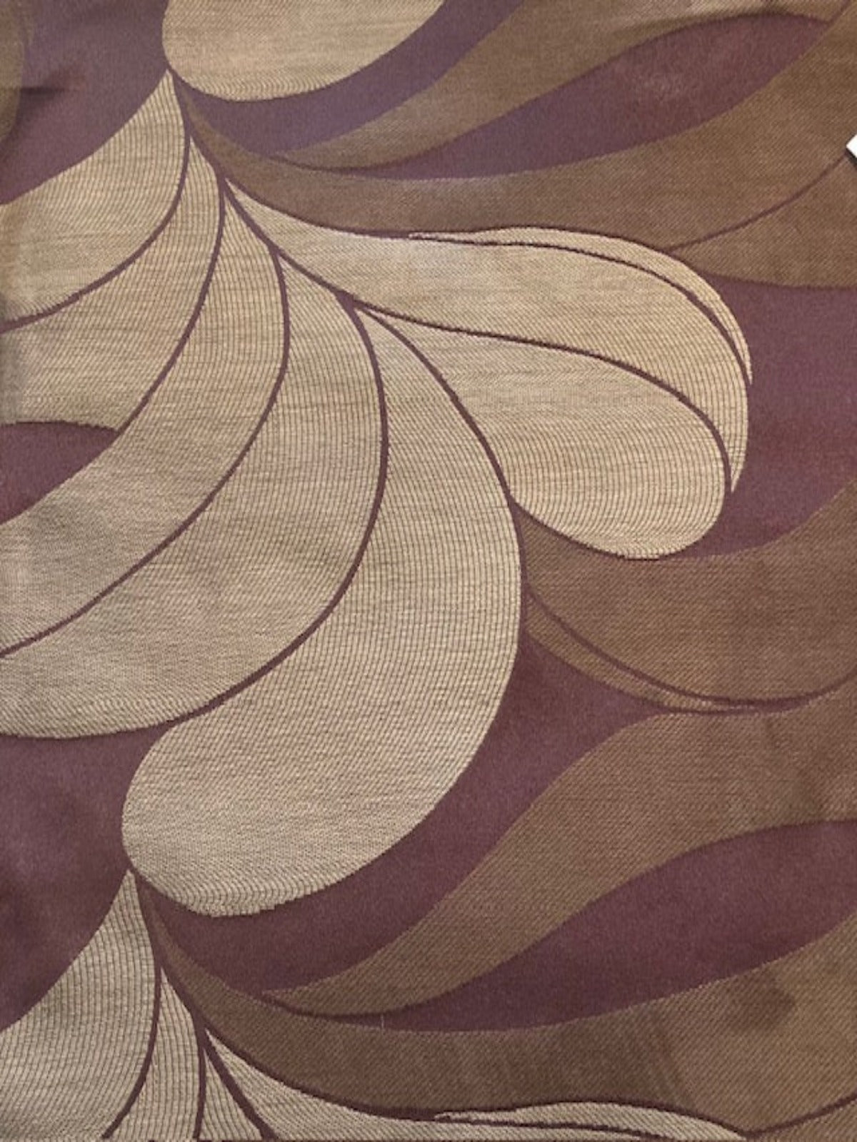 Mulberry /Brown Abstract Swirl Damask with Fire Retardant Finish