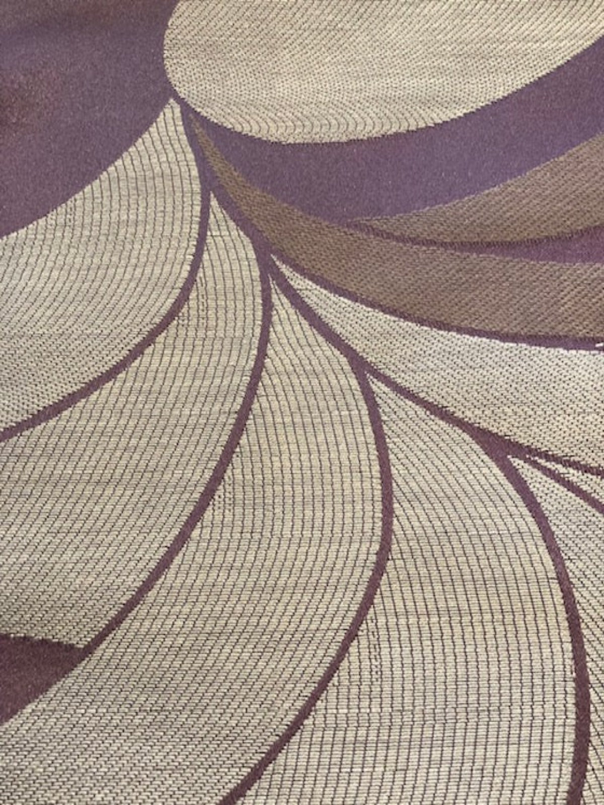 Mulberry /Brown Abstract Swirl Damask with Fire Retardant Finish