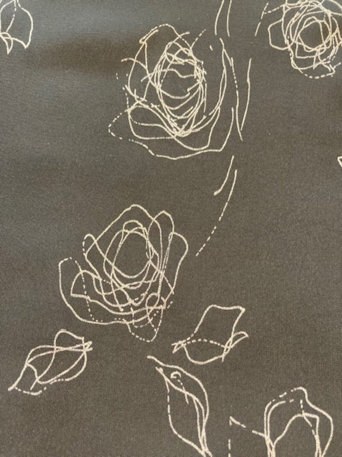 Sketchy Multi Rose on Black Crepe De Chine