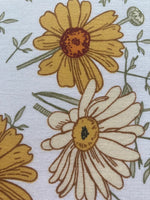 Mustard Floral on White Cotton Lawn