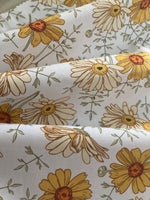 Mustard Floral on White Cotton Lawn