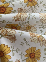 Mustard Floral on White Cotton Lawn