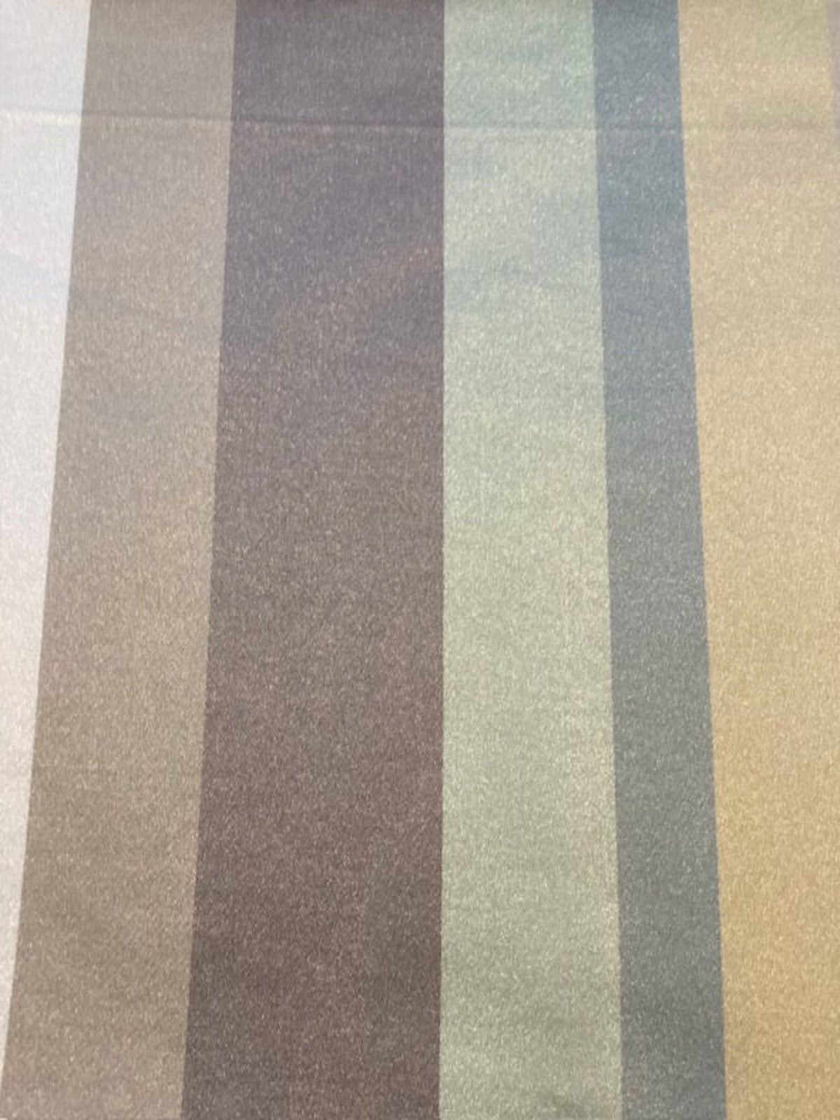 Green & Grey Printed Stripe on Silk/Cotton Satin. Stripes Run along the Fabric