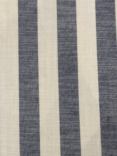 Black Navy/White 4cm Colour Woven Stripe - Running along the Fabric