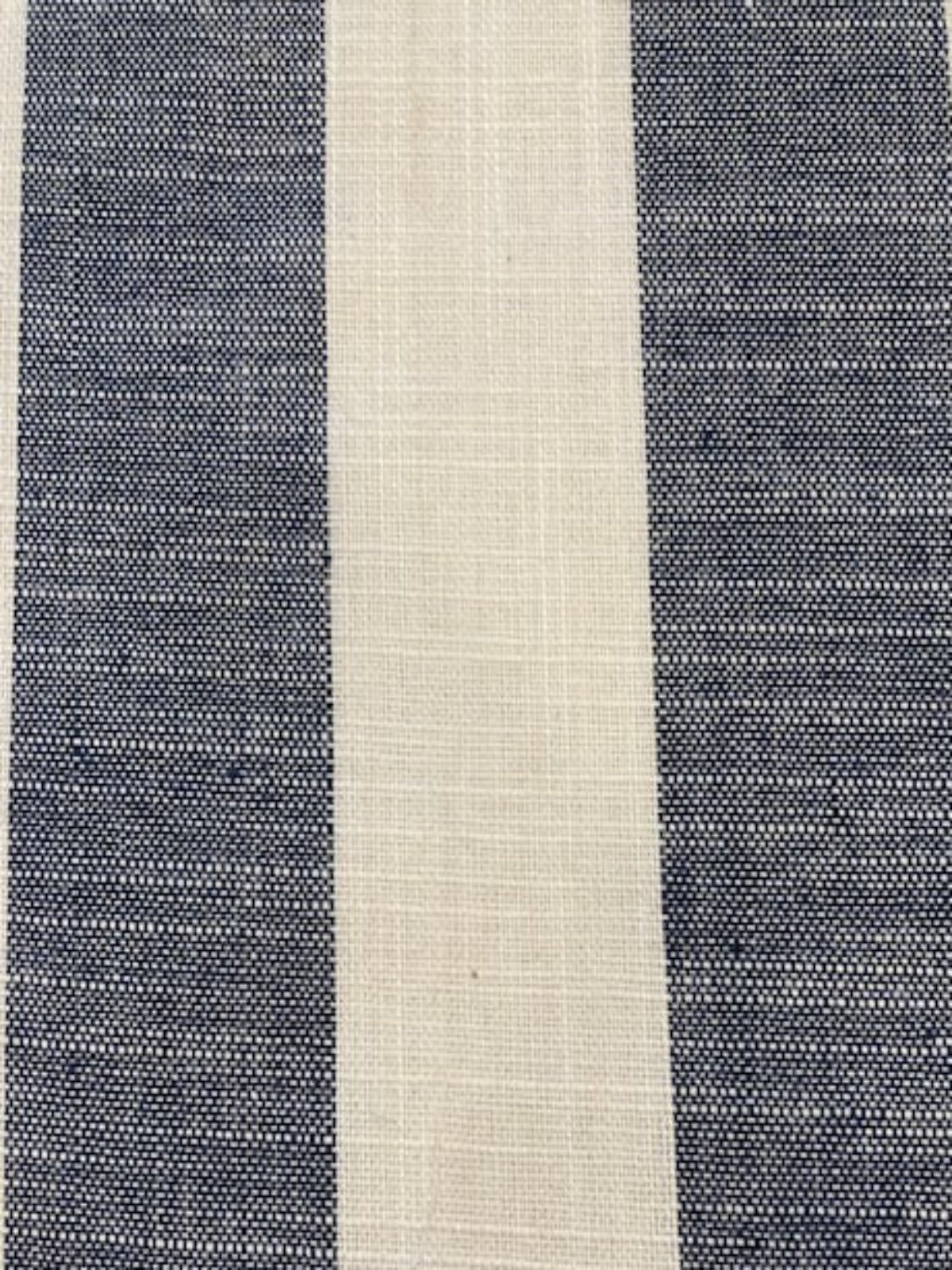 Black Navy and White 4cm Colour Woven Stripe - Running along the Fabric