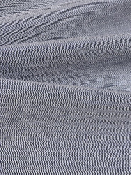 Blue Herringbone with some Stretch. Heavy Firm Shirting.