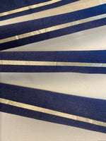 Navy/Ivory Stripe with Gold Lurex Stripe. Stripes run along the Fabric