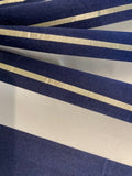 Navy/Ivory Stripe with Gold Lurex Stripe. Stripes run along the Fabric