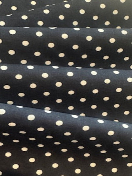 White Dot on Navy Poly/Cotton