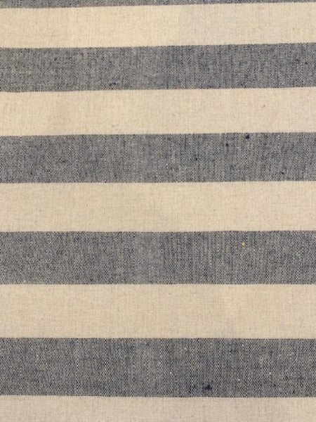 Navy/Cream 2.5cm Colour Woven Stripe - Running across the Fabric