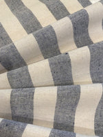 Navy/Cream 2.5cm Colour Woven Stripe - Running across the Fabric