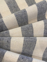 Navy/Cream 2.5cm Colour Woven Stripe - Running across the Fabric