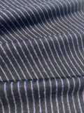 Dark Lilac/Black Stripe Suiting Weight, Soft Handle, Stripes run across the fabric.