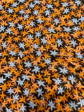 Orange & Pale Blue Star Flowers on Linen Blend