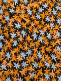 Orange & Pale Blue Star Flowers on Linen Blend