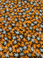 Orange & Pale Blue Star Flowers on Linen Blend