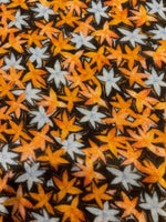 Orange & Pale Blue Star Flowers on Linen Blend